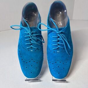 Cole Haan Bright Blue Suede Wingtip Oxfords